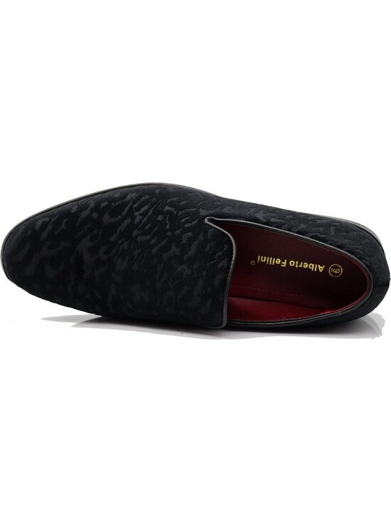 Enzo Romeo Men\'s Black41 Vintage Velvet Flower Loafers Slip On Tuxedo Shoes